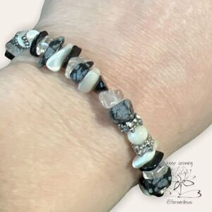 Bundle Sale 3 for $15 | Stylish Stone Chip Bracelet Silver Spacer Beads